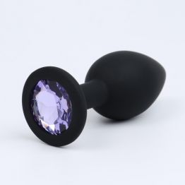 Анальная пробка Оки-Чпоки, с кристаллом, без вибрации, силикон Soft-touch, 72 х 28 мм, черный