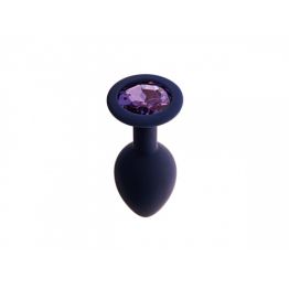 Анальная пробка с кристаллом Gamma, цвет Черничный + фиолетовый кристалл  (CORE) (L)