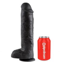 Фаллоимитатор King Cock реалистик, с мошонкой, черный, 28 см