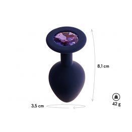 Анальная пробка с кристаллом Gamma, цвет Черничный + фиолетовый кристалл  (CORE) (M)
