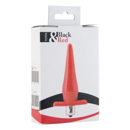 Анальная втулка Black & Red by TOYFA с вибрацией, TPR, красная, 12,7 см,  3 см